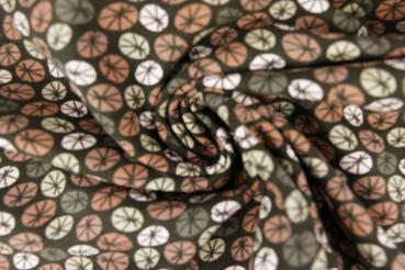 Preview: 1,50 m Reststück Baumwoll Jersey Graphic Flowers auf Schlammgrau